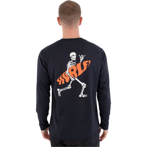 2026 Hurley Mens Regular Flamengue Long Sleeve Rash Vest MLEU00006 - Black